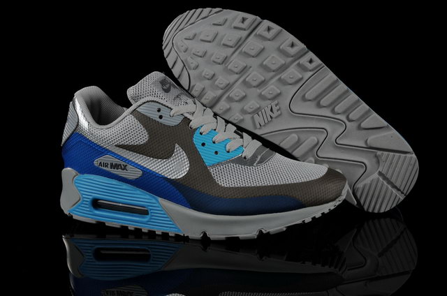 Nike Air Max 90 Hyperfuse Grey Silver Blue Shoes - Click Image to Close